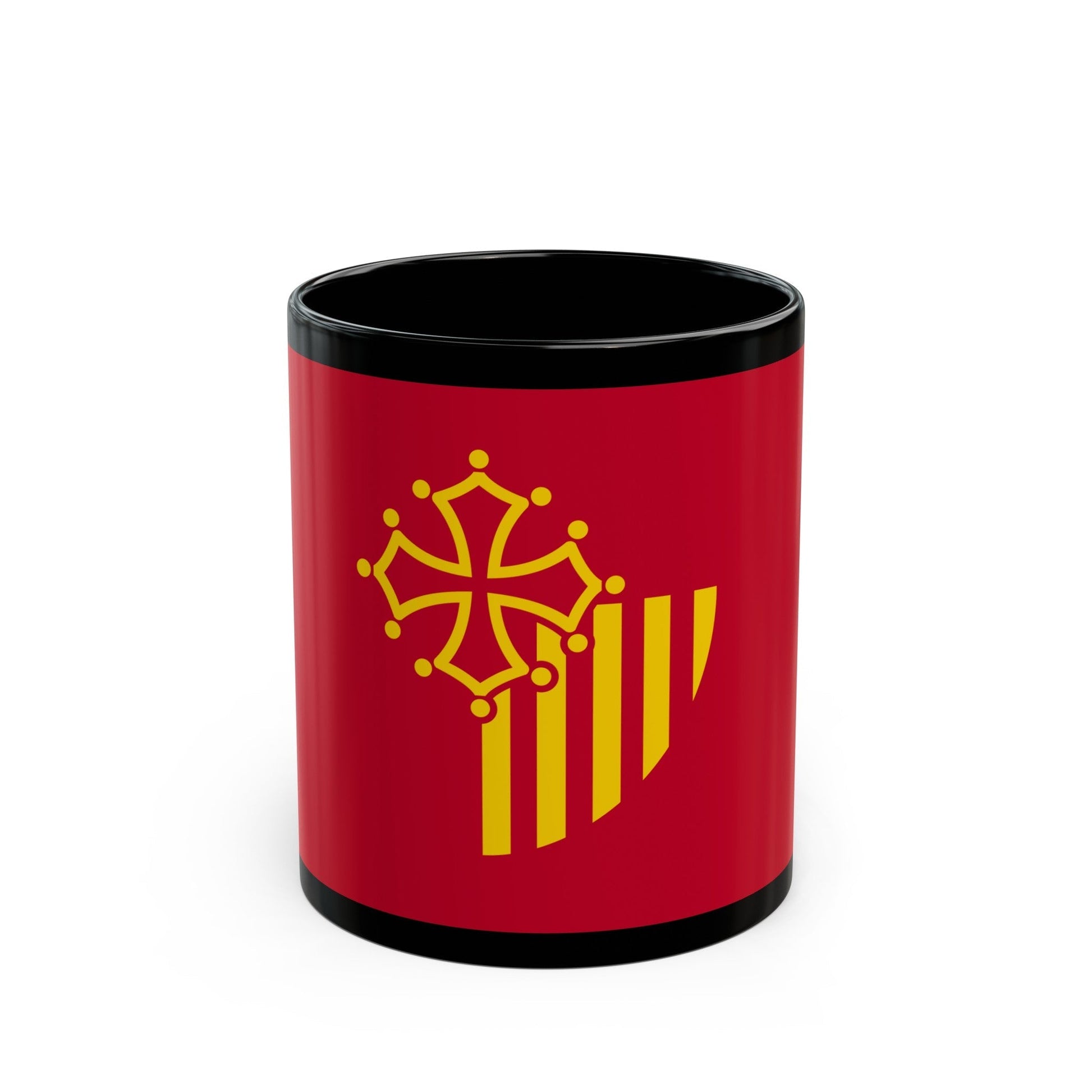 Flag of Languedoc Roussillon France - Black Coffee Mug-11oz-The Sticker Space