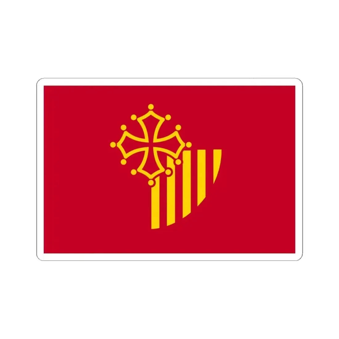 Flag of Languedoc Roussillon France - STICKER Vinyl Kiss-Cut Decal 6 Inch White - The Sticker Space