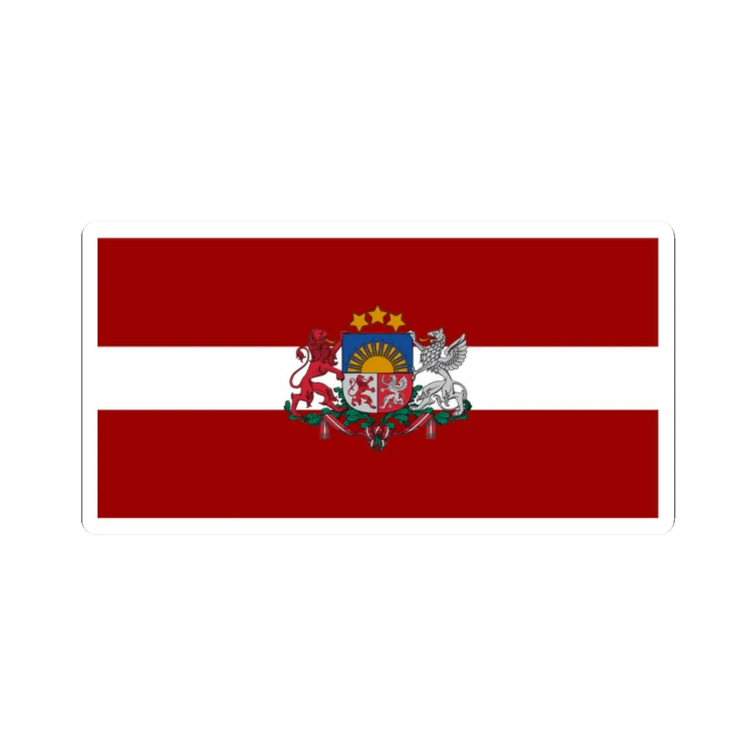 Flag of Latvia with coat of arms (Latvia) STICKER Vinyl Kiss-Cut Decal 2 Inch White - The Sticker Space