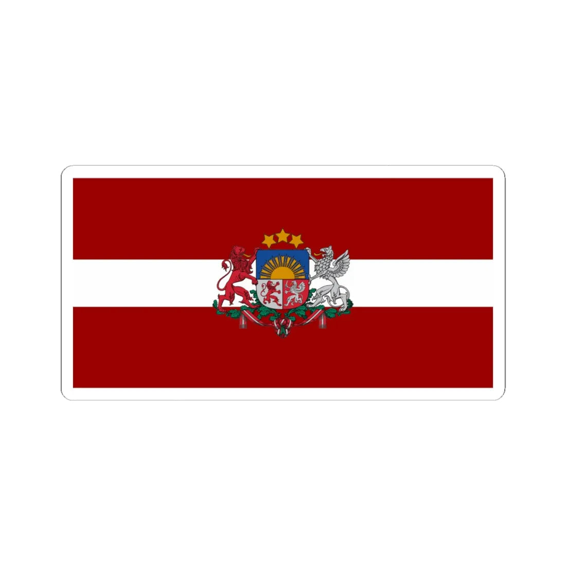 Flag of Latvia with coat of arms (Latvia) STICKER Vinyl Kiss-Cut Decal 4 Inch White - The Sticker Space