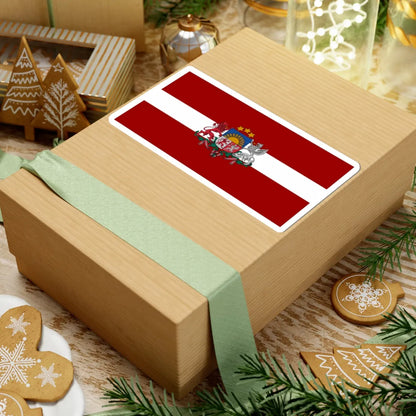 Flag of Latvia with coat of arms (Latvia) STICKER Vinyl Kiss-Cut Decal - The Sticker Space