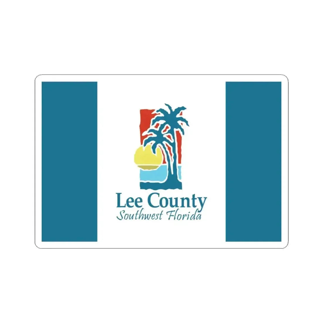 Flag of Lee County Florida (United States) STICKER Vinyl Kiss-Cut Decal 3 Inch White - The Sticker Space