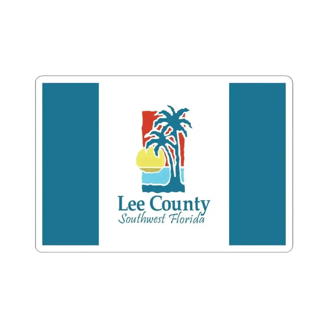 Flag of Lee County Florida (United States) STICKER Vinyl Kiss-Cut Decal 4 Inch White - The Sticker Space