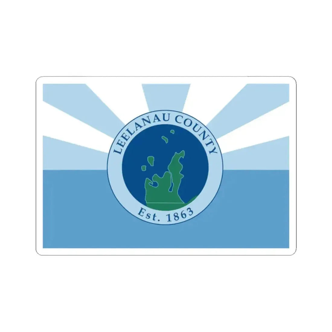 Flag of Leelanau County Michigan (United States) STICKER Vinyl Kiss-Cut Decal 2 Inch White - The Sticker Space