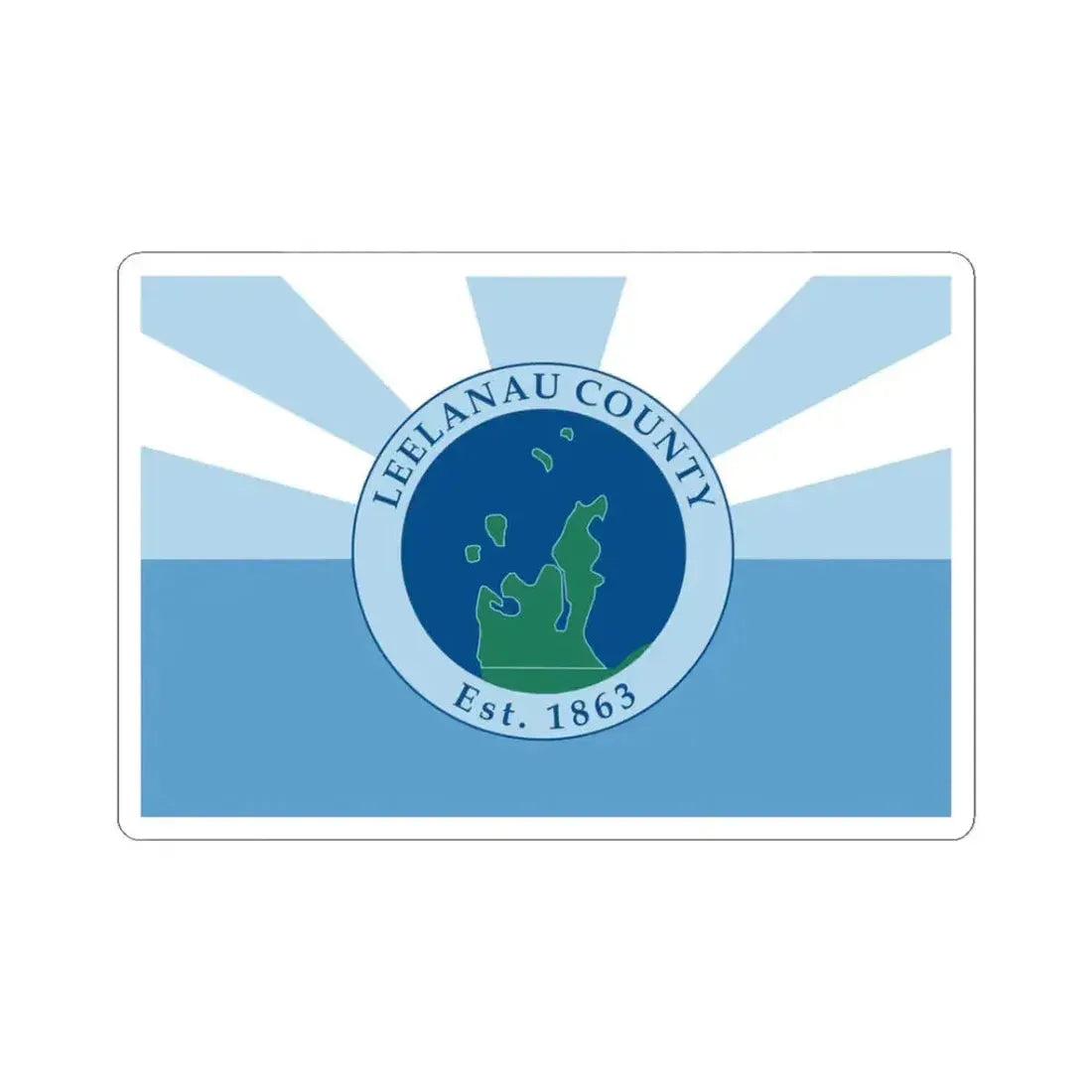 Flag of Leelanau County Michigan (United States) STICKER Vinyl Kiss-Cut Decal 3 Inch White - The Sticker Space