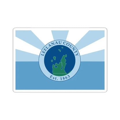 Flag of Leelanau County Michigan (United States) STICKER Vinyl Kiss-Cut Decal 4 Inch White - The Sticker Space