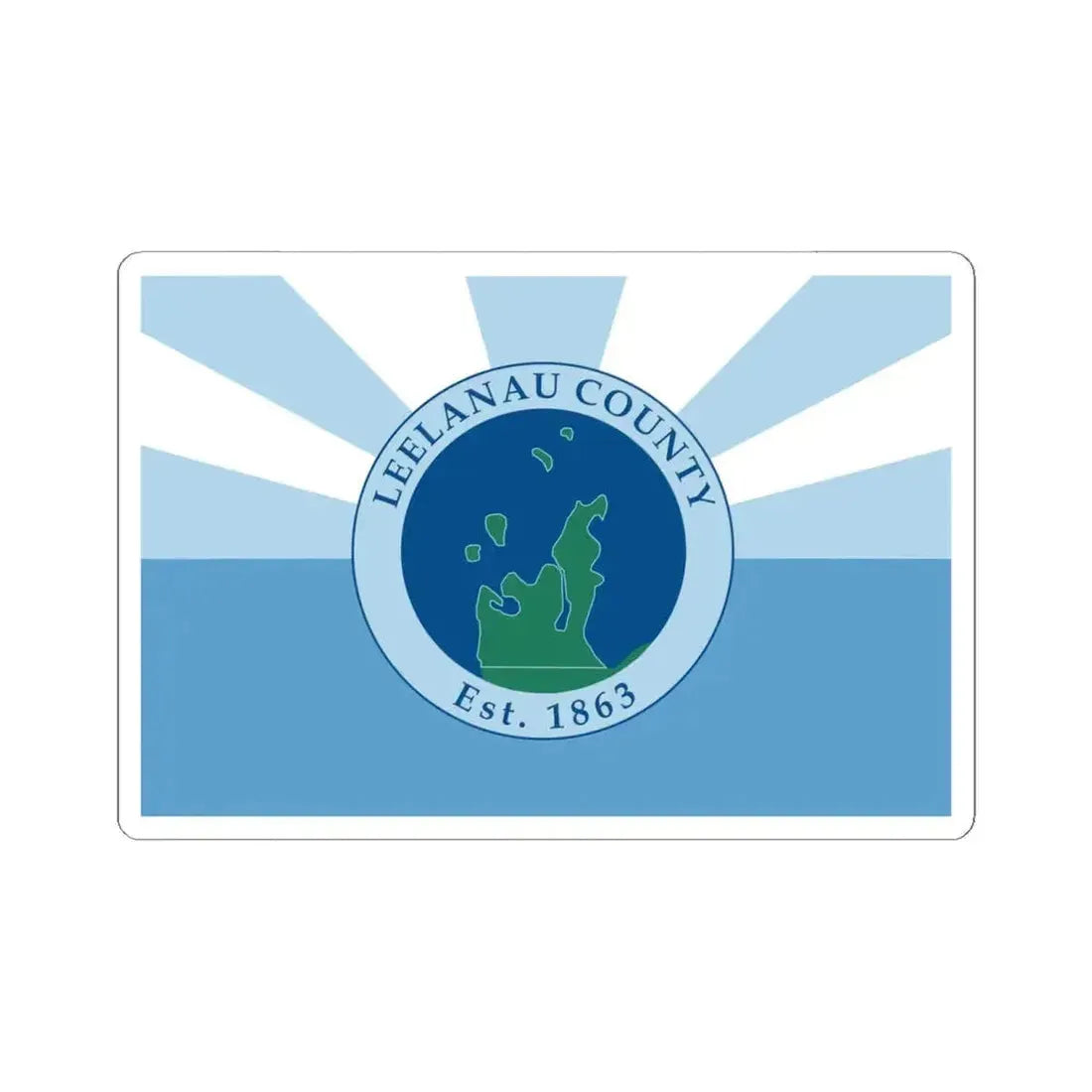 Flag of Leelanau County Michigan (United States) STICKER Vinyl Kiss-Cut Decal 6 Inch White - The Sticker Space
