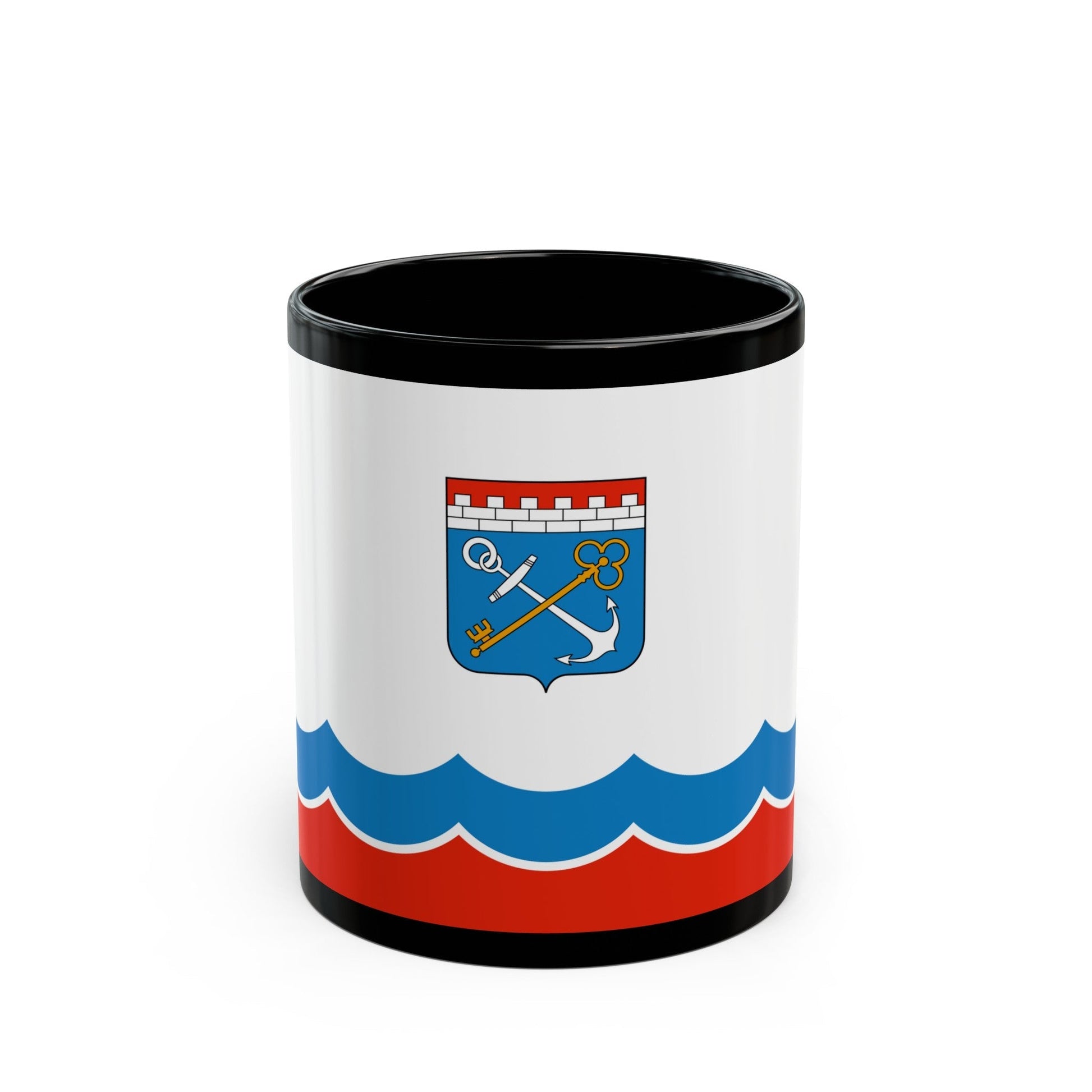 Flag of Leningrad Oblast Russia - Black Coffee Mug-11oz-The Sticker Space