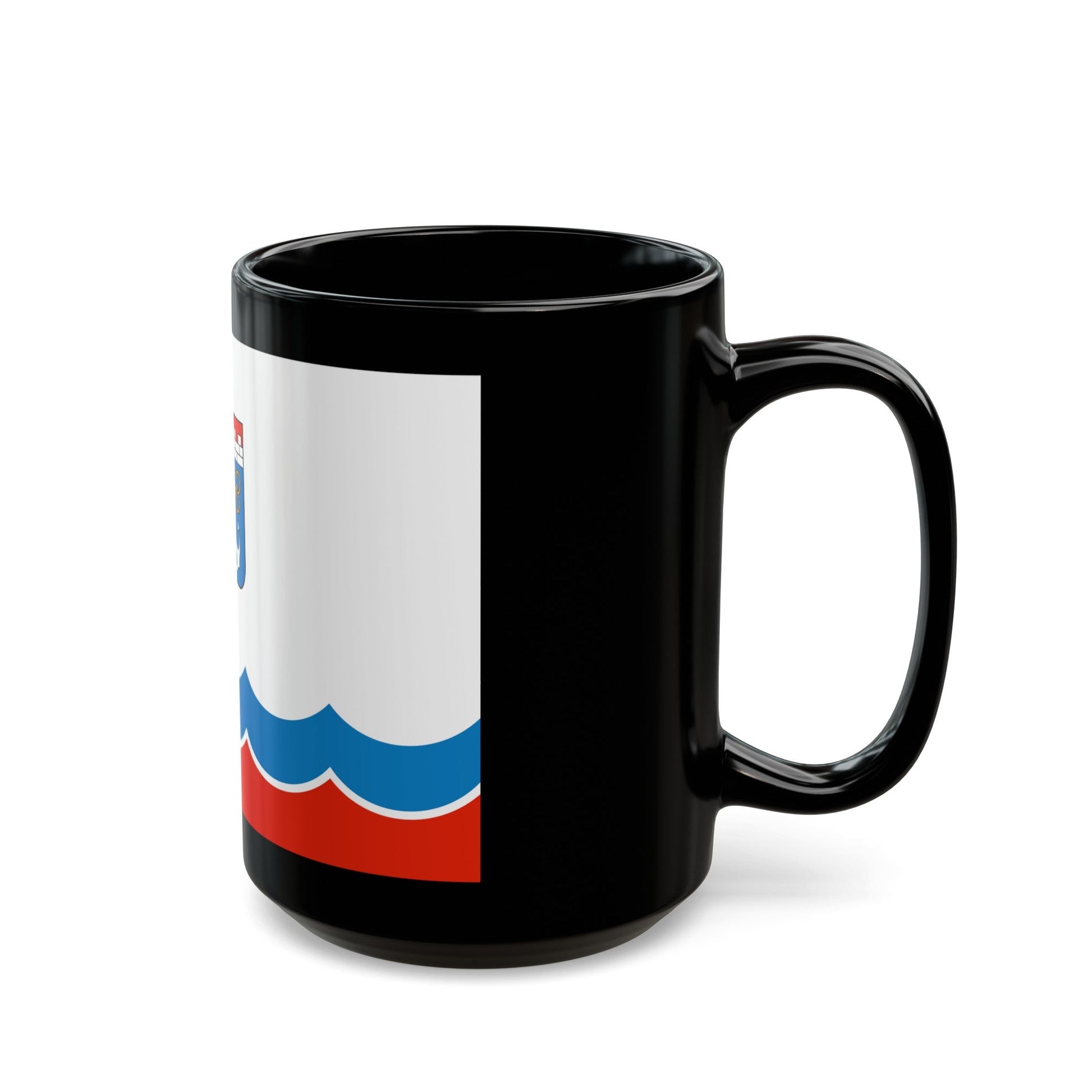 Flag of Leningrad Oblast Russia - Black Coffee Mug-The Sticker Space