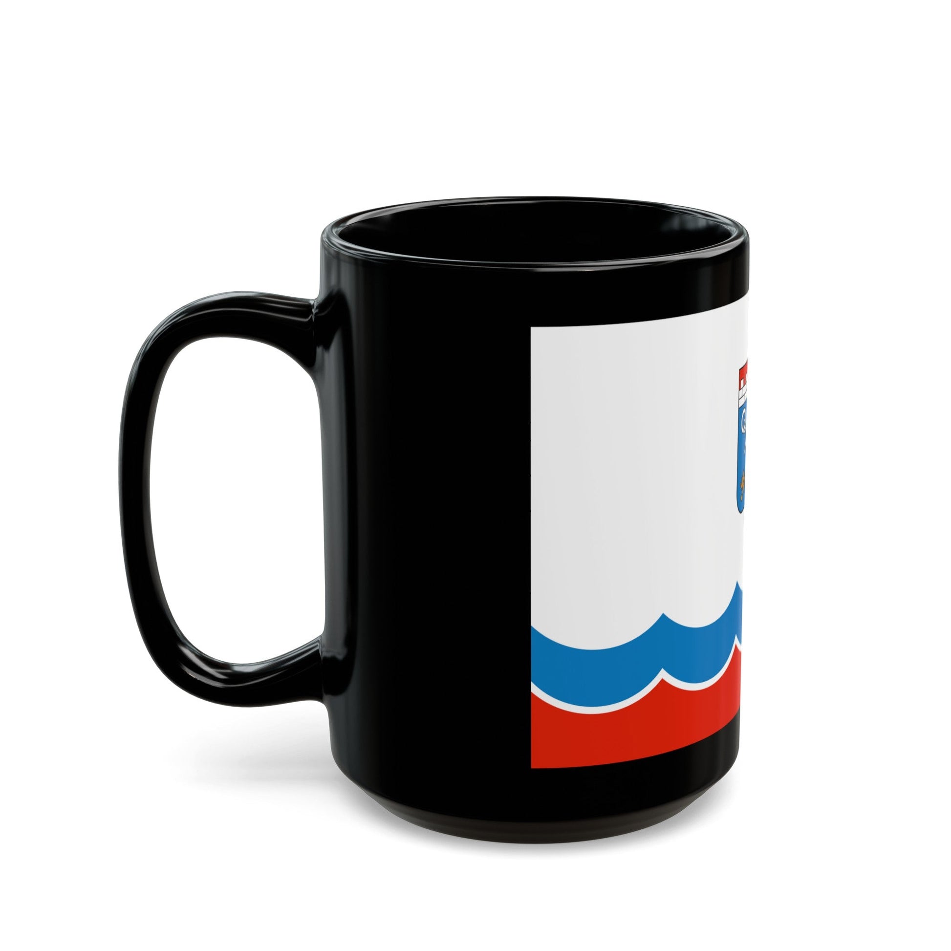 Flag of Leningrad Oblast Russia - Black Coffee Mug-The Sticker Space