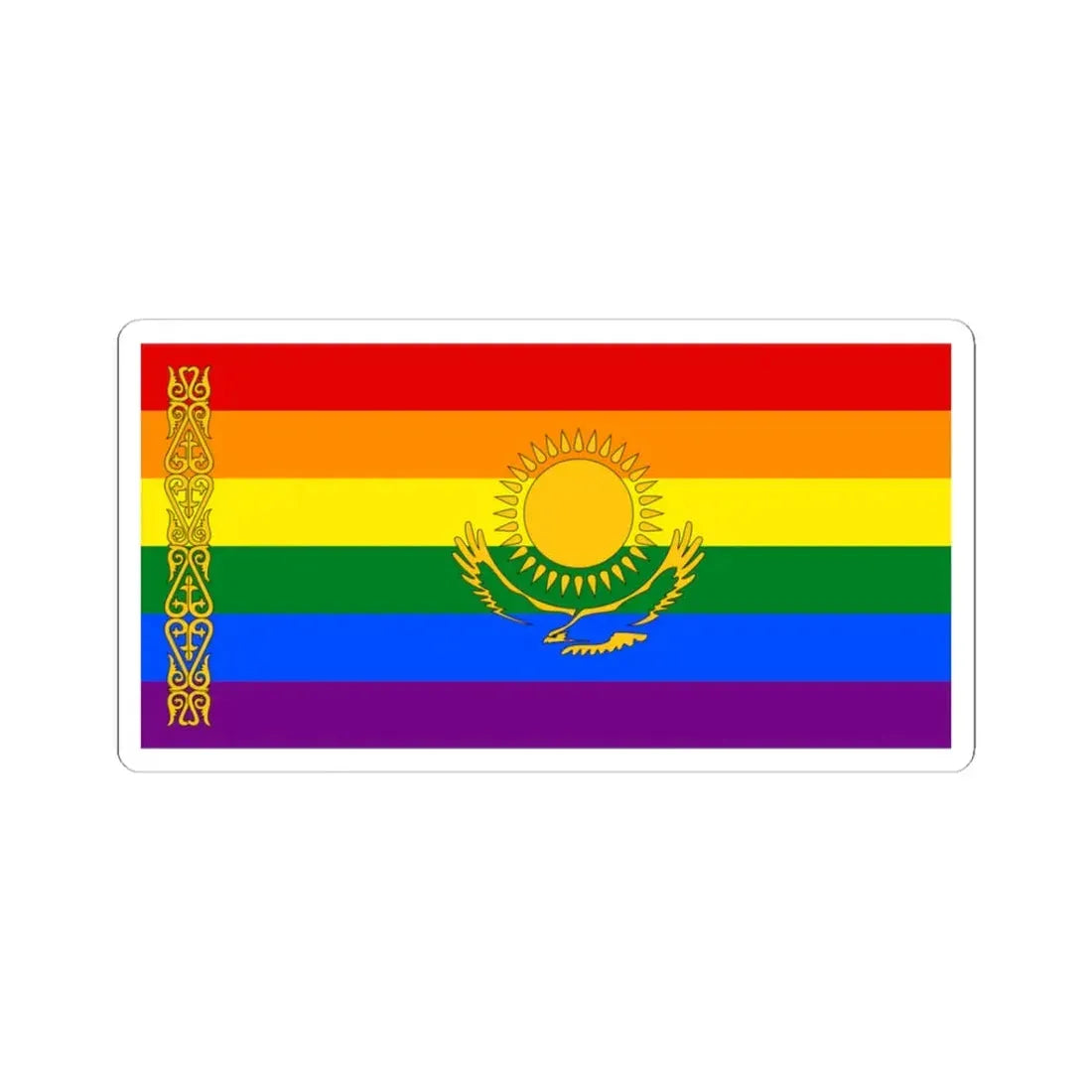 Flag of LGBT Kazakhstan (Kazakhstan) STICKER Vinyl Kiss-Cut Decal 3 Inch White - The Sticker Space