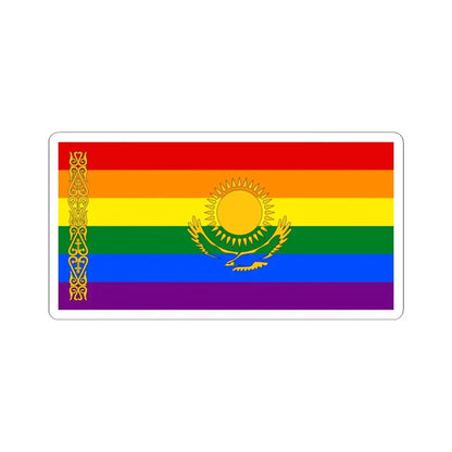 Flag of LGBT Kazakhstan (Kazakhstan) STICKER Vinyl Kiss-Cut Decal 6 Inch White - The Sticker Space