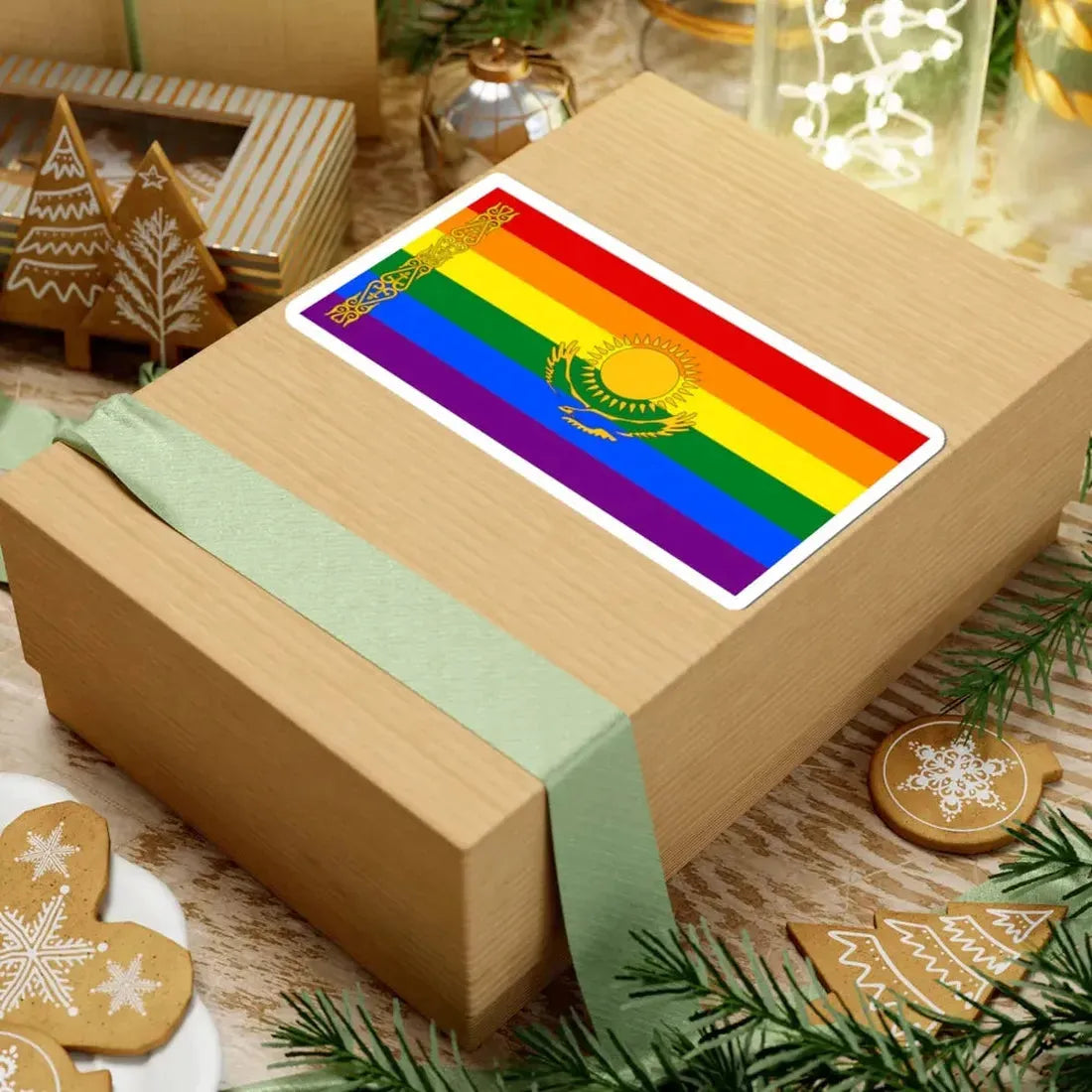 Flag of LGBT Kazakhstan (Kazakhstan) STICKER Vinyl Kiss-Cut Decal - The Sticker Space