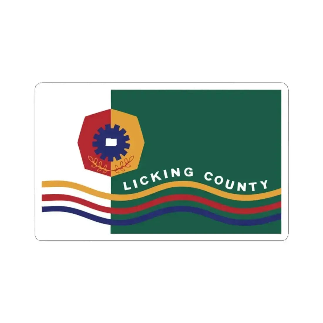Flag of Licking County Ohio (United States) STICKER Vinyl Kiss-Cut Decal 2 Inch White - The Sticker Space