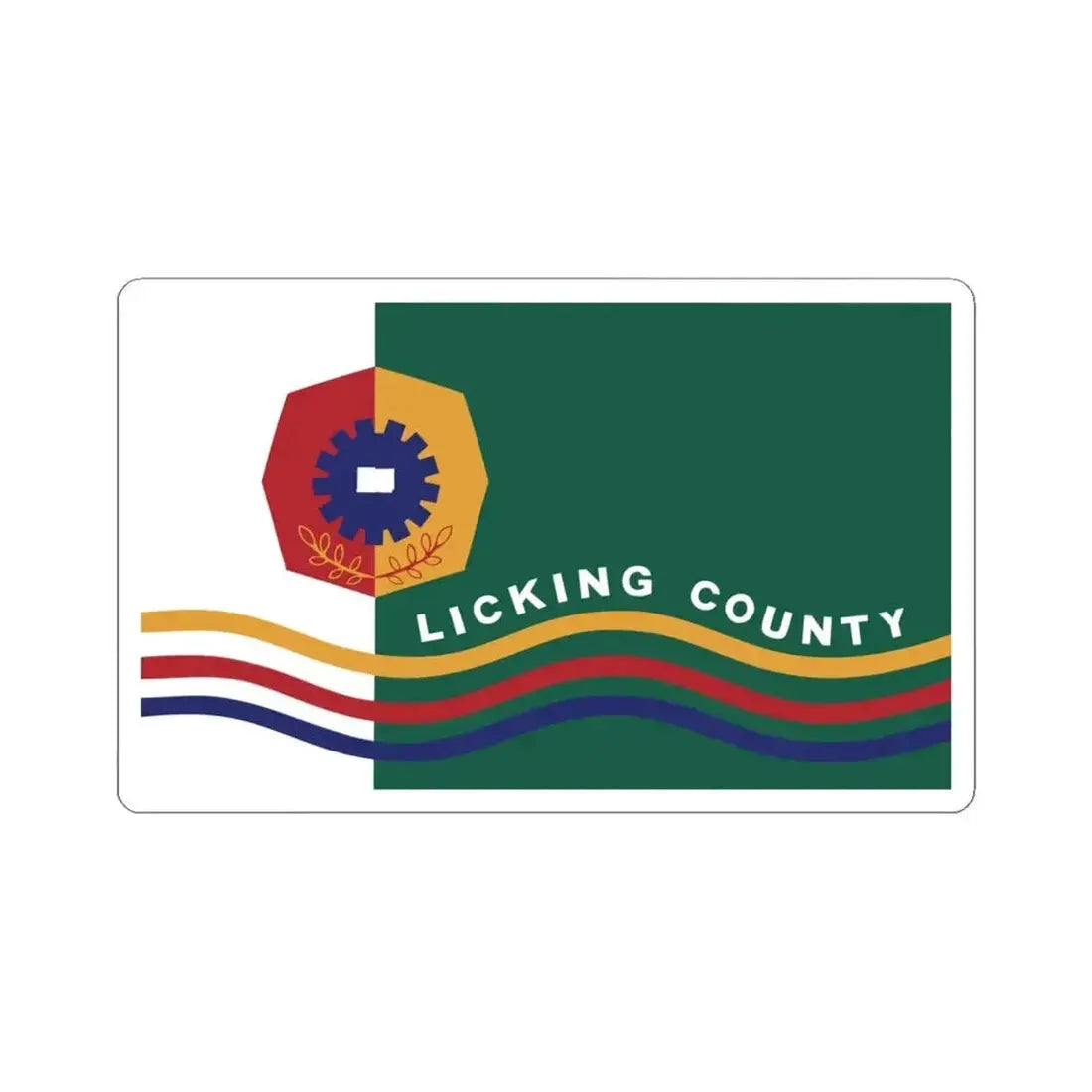 Flag of Licking County Ohio (United States) STICKER Vinyl Kiss-Cut Decal 4 Inch White - The Sticker Space