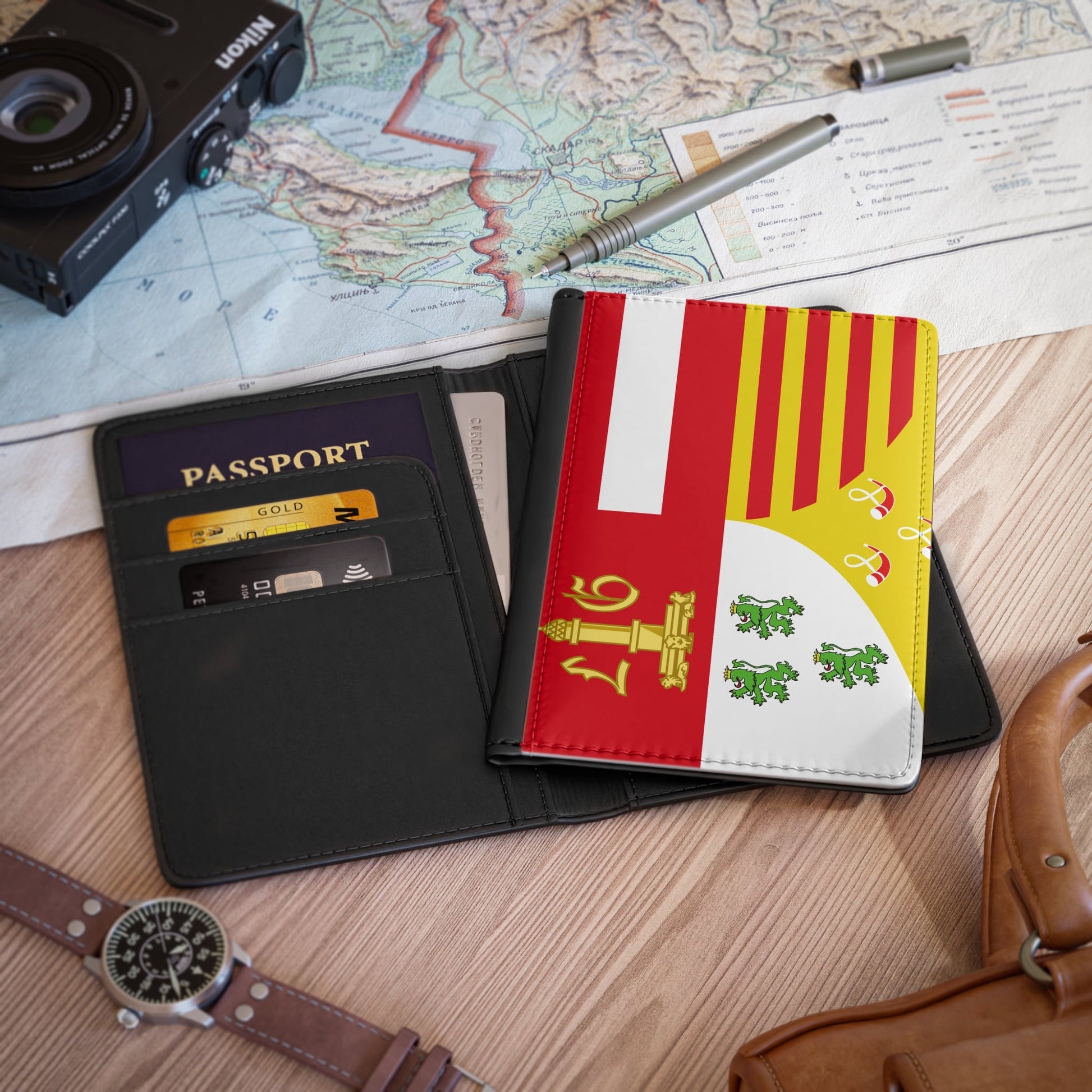 Flag of Liège Belgium - Passport Holder-3.9" x 5.8"-The Sticker Space