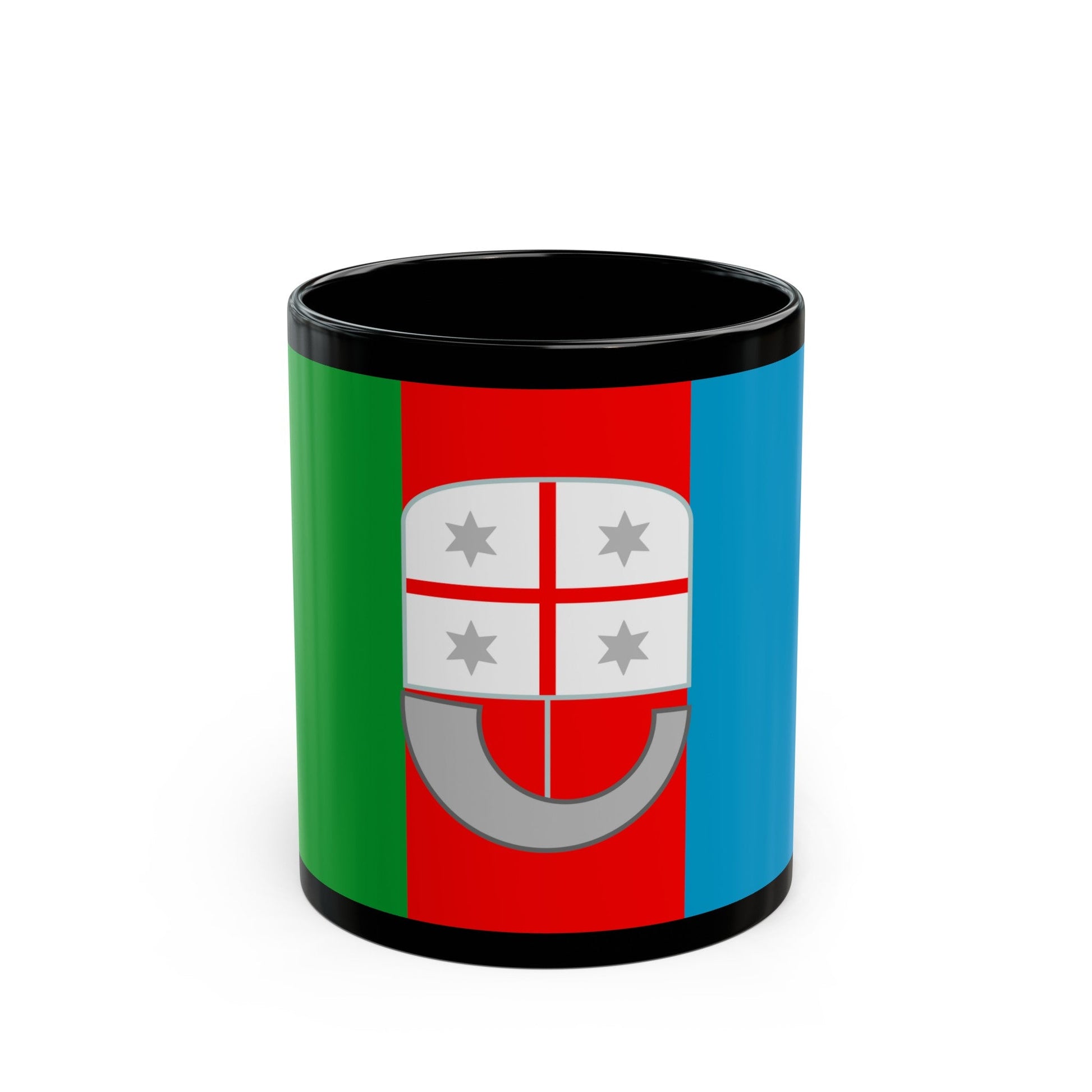 Flag of Liguria Italy - Black Coffee Mug-11oz-The Sticker Space