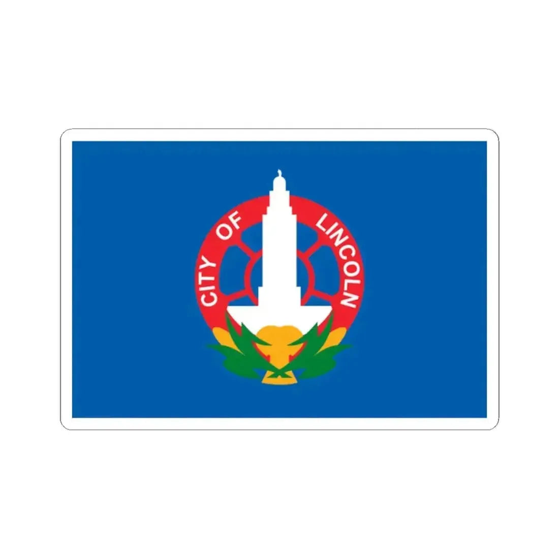 Flag of Lincoln Nebraska 1931-2022 (United States) STICKER Vinyl Kiss-Cut Decal 2 Inch White - The Sticker Space