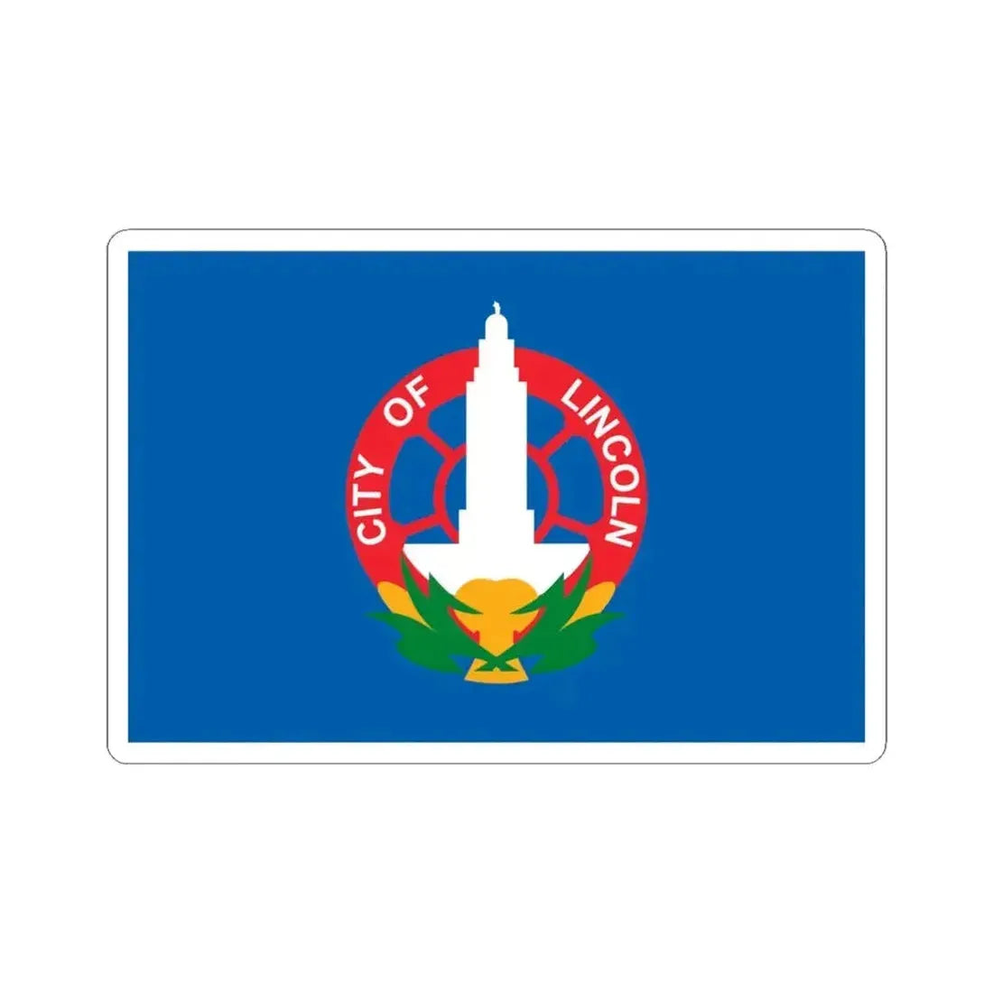 Flag of Lincoln Nebraska 1931-2022 (United States) STICKER Vinyl Kiss-Cut Decal 4 Inch White - The Sticker Space