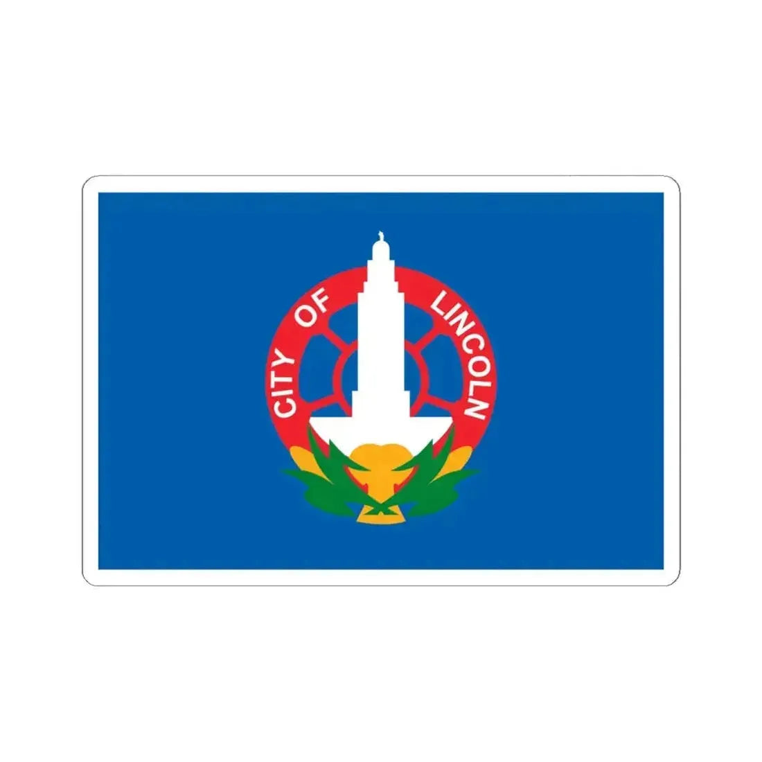 Flag of Lincoln Nebraska 1931-2022 (United States) STICKER Vinyl Kiss-Cut Decal 6 Inch White - The Sticker Space