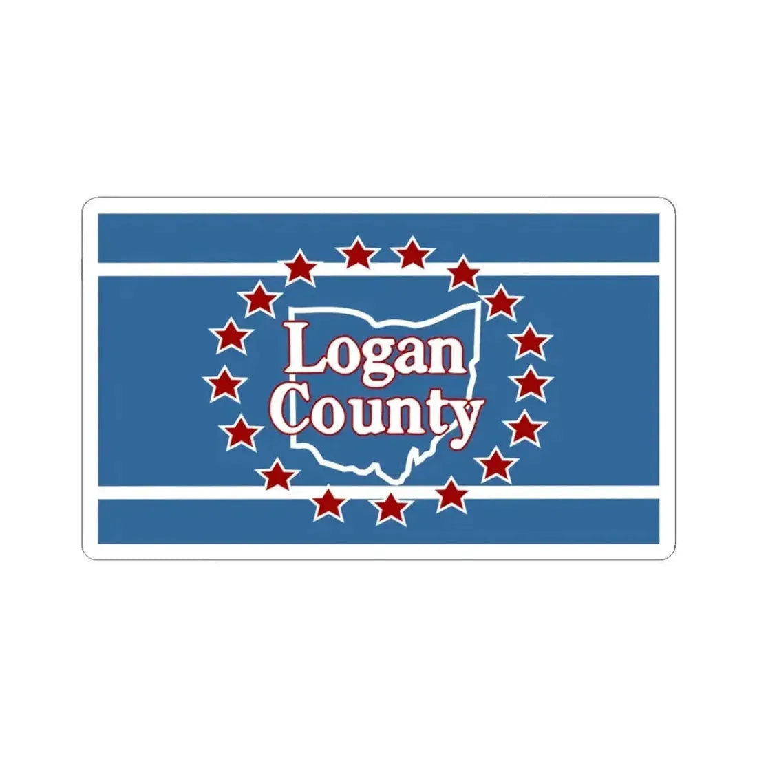 Flag of Logan County Ohio (United States) STICKER Vinyl Kiss-Cut Decal 3 Inch White - The Sticker Space