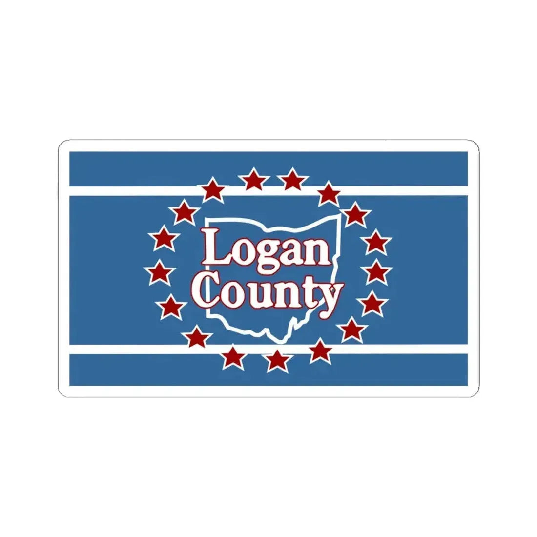 Flag of Logan County Ohio (United States) STICKER Vinyl Kiss-Cut Decal 4 Inch White - The Sticker Space