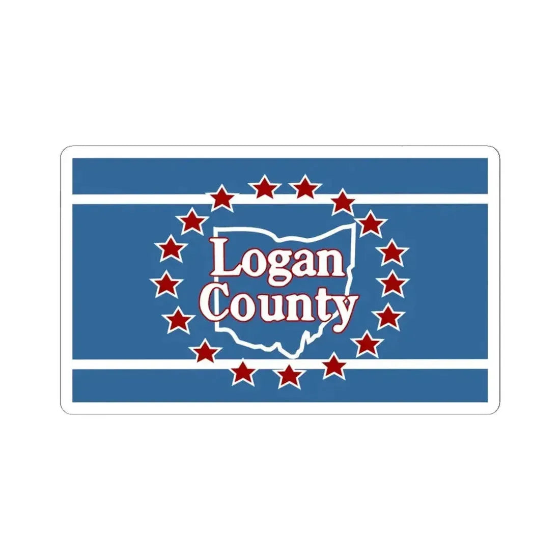 Flag of Logan County Ohio (United States) STICKER Vinyl Kiss-Cut Decal 6 Inch White - The Sticker Space