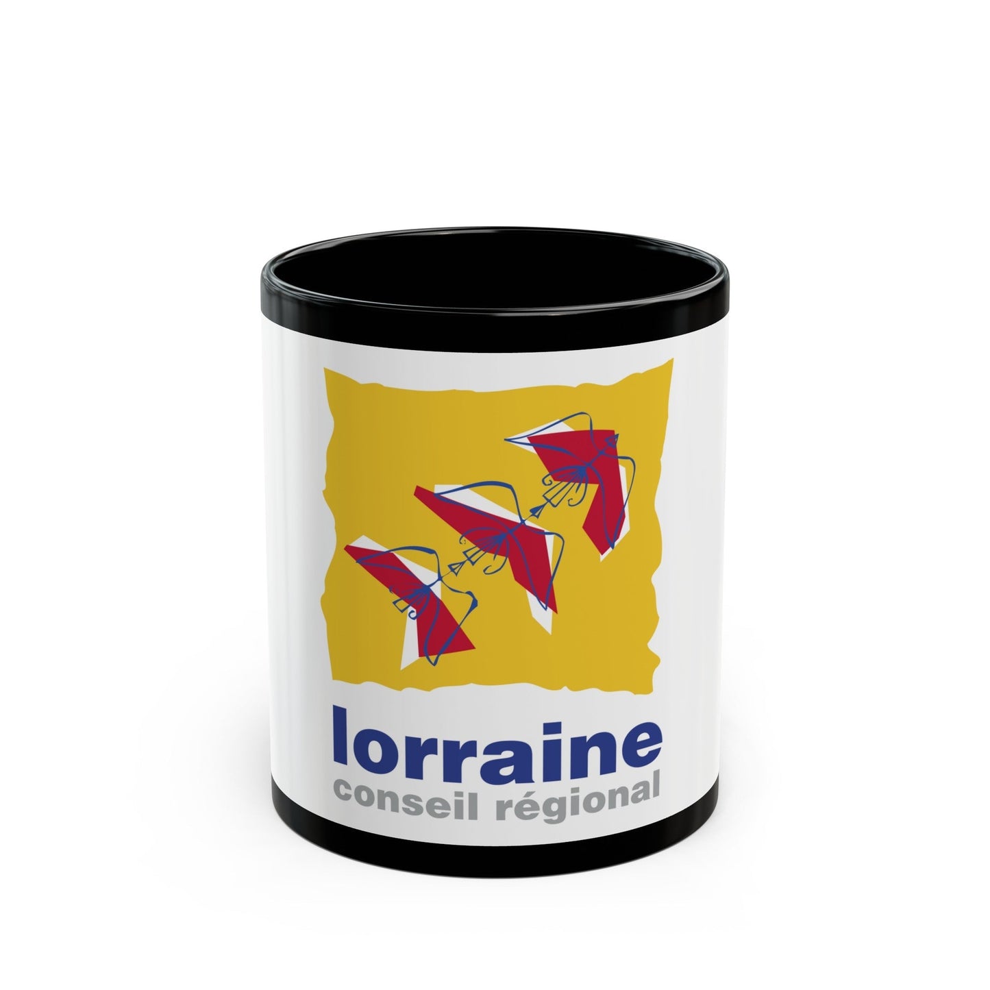 Flag of Lorraine France 2 - Black Coffee Mug-11oz-The Sticker Space