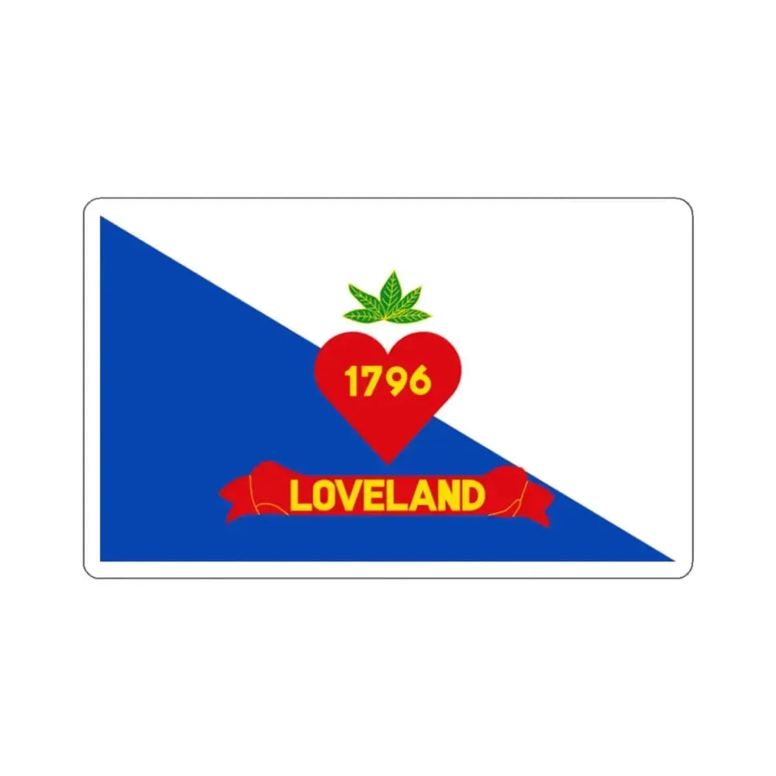 Flag of Loveland, Ohio - STICKER Vinyl Kiss-Cut Decal 2 Inch White - The Sticker Space
