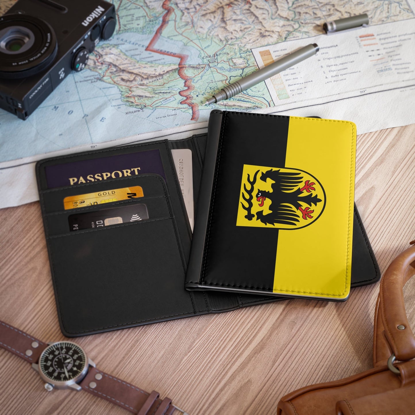 Flag of Ludwigsburg Germany - Passport Holder-3.9" x 5.8"-The Sticker Space