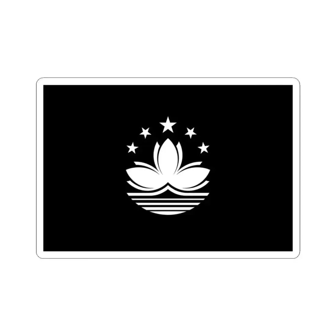 Flag of Macau black and white variant 1 (China) STICKER Vinyl Kiss-Cut Decal 3 Inch White - The Sticker Space