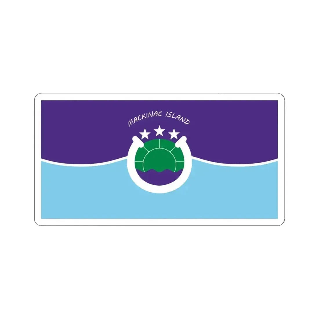 Flag of Mackinac Island Michigan (United States) STICKER Vinyl Kiss-Cut Decal 4 Inch White - The Sticker Space