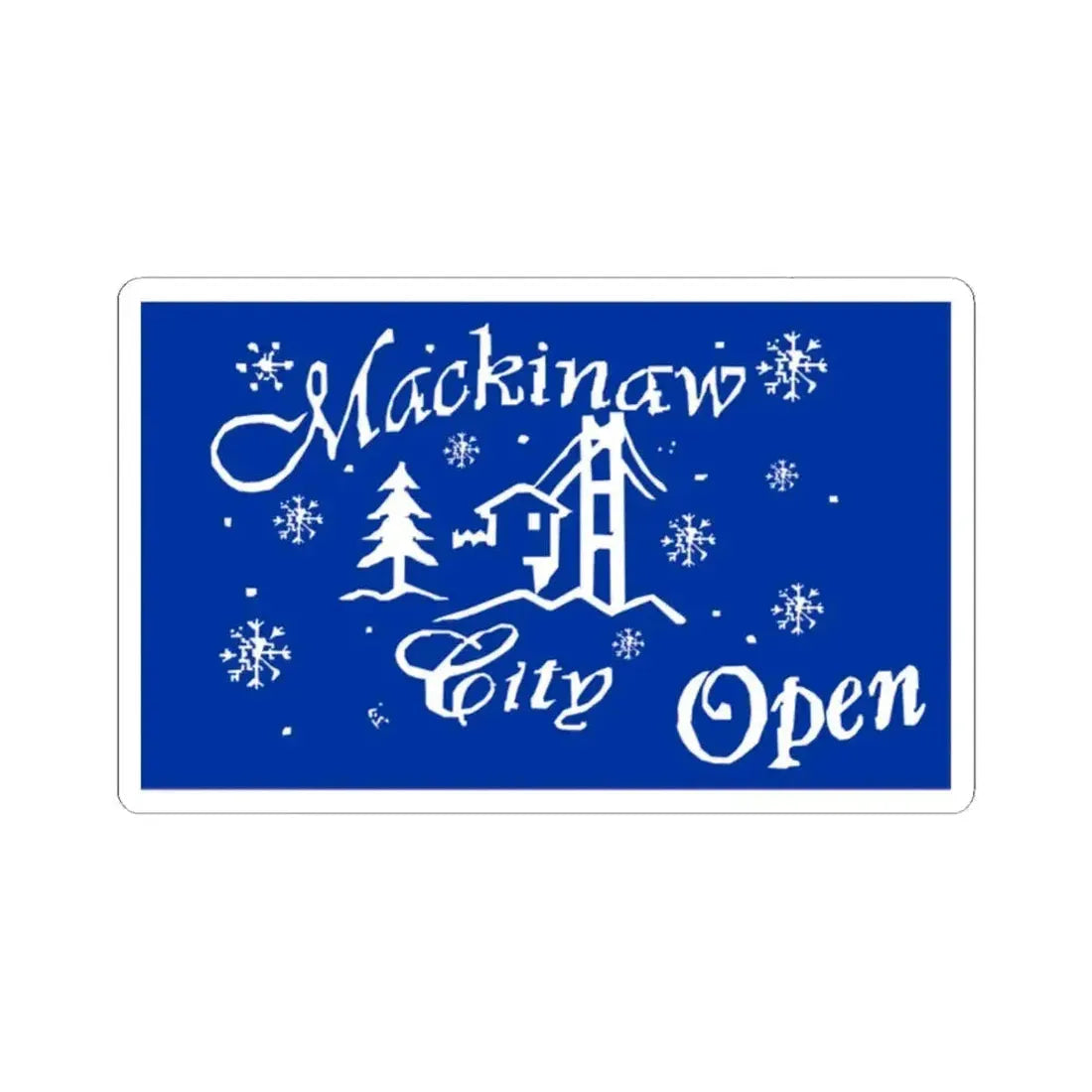 Flag of Mackinaw City Michigan (United States) STICKER Vinyl Kiss-Cut Decal 2 Inch White - The Sticker Space