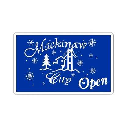 Flag of Mackinaw City Michigan (United States) STICKER Vinyl Kiss-Cut Decal 3 Inch White - The Sticker Space