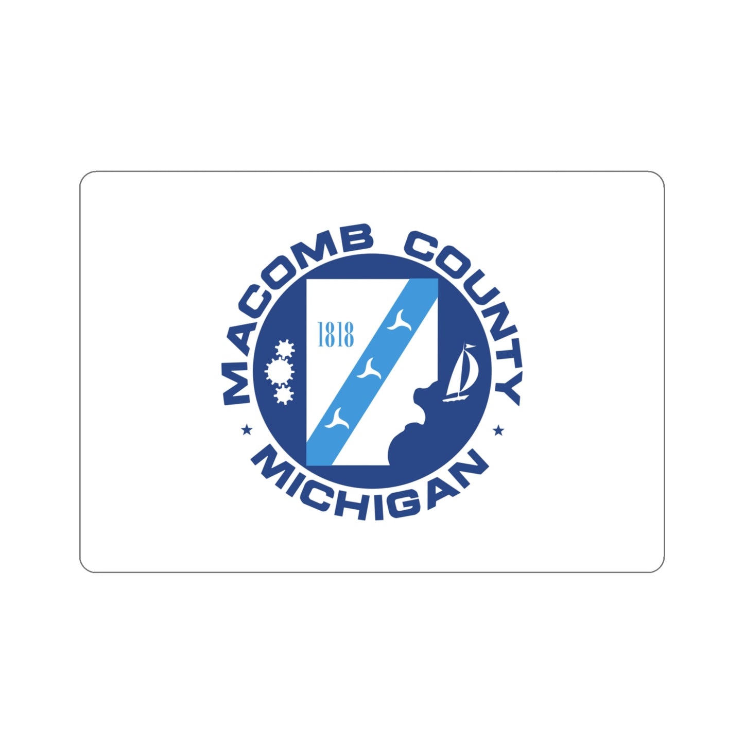 Flag of Macomb County Michigan STICKER Vinyl Die-Cut Decal-4 Inch-The Sticker Space