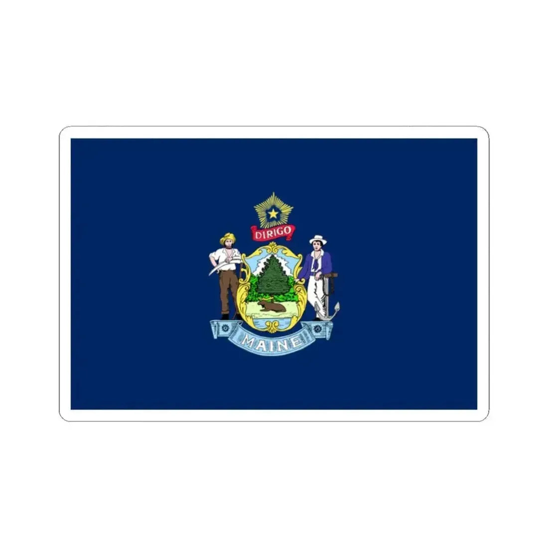 Flag of Maine 3-2 (United States) STICKER Vinyl Kiss-Cut Decal 2 Inch White - The Sticker Space