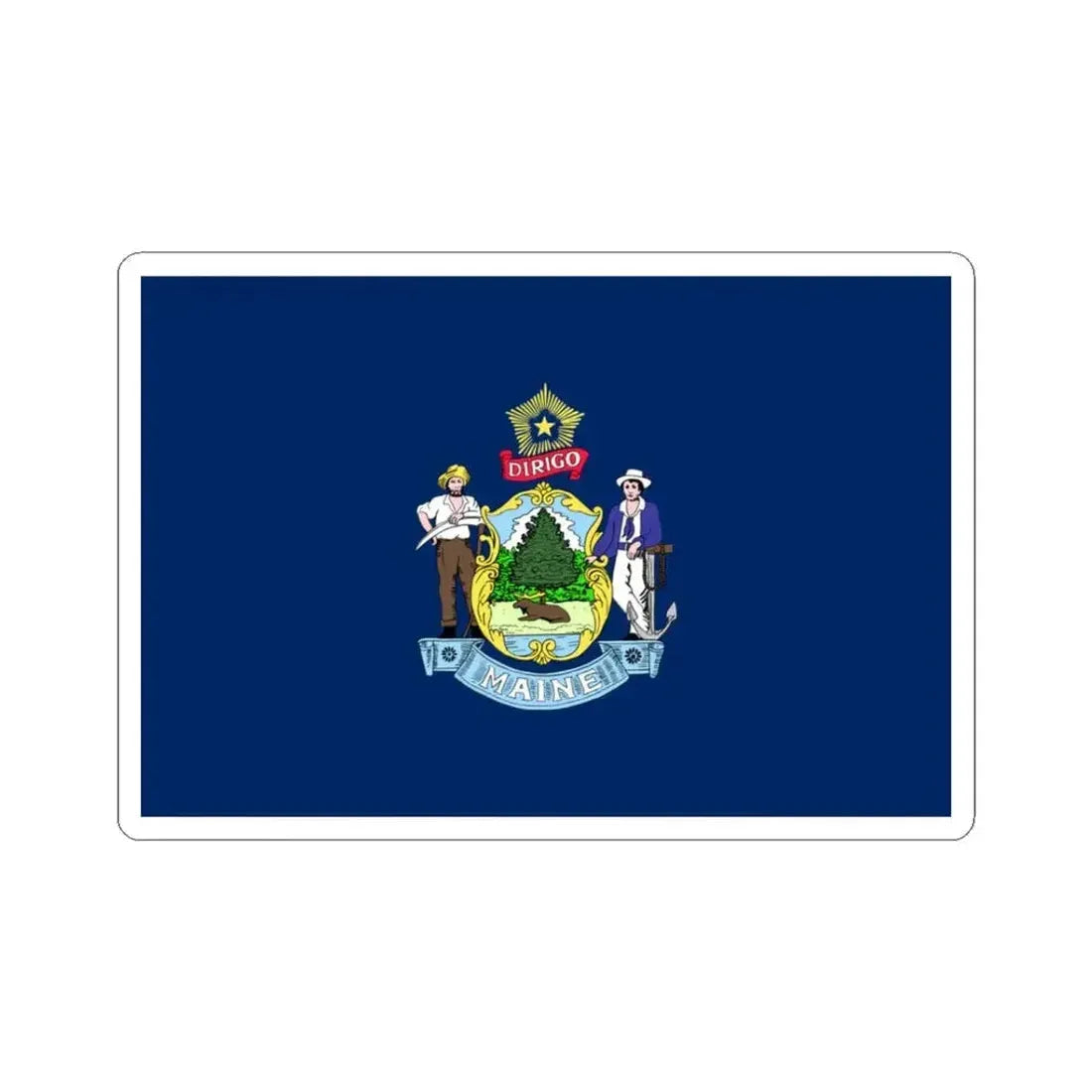 Flag of Maine 3-2 (United States) STICKER Vinyl Kiss-Cut Decal 3 Inch White - The Sticker Space