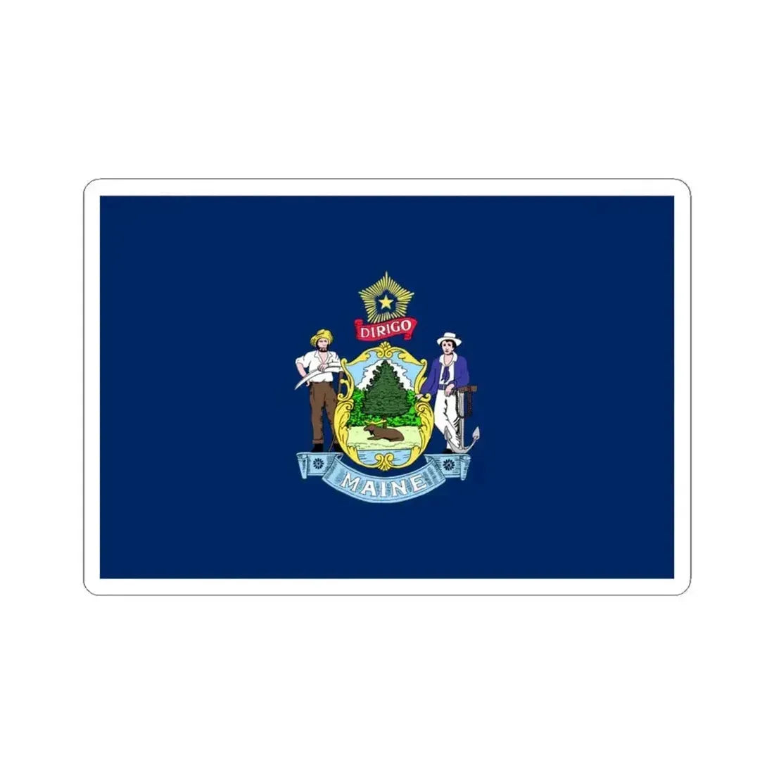 Flag of Maine 3-2 (United States) STICKER Vinyl Kiss-Cut Decal 4 Inch White - The Sticker Space