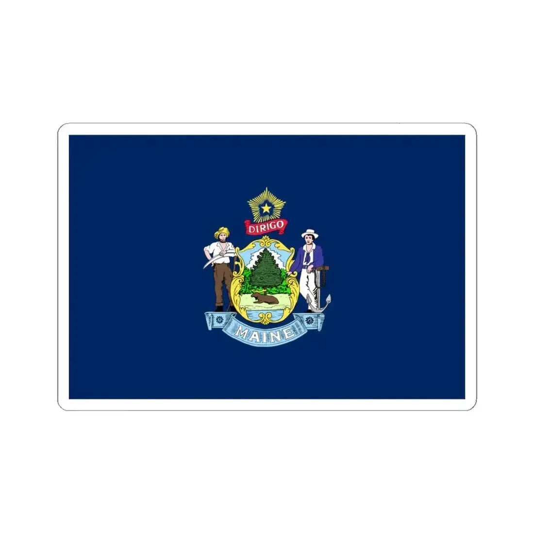 Flag of Maine 3-2 (United States) STICKER Vinyl Kiss-Cut Decal 6 Inch White - The Sticker Space