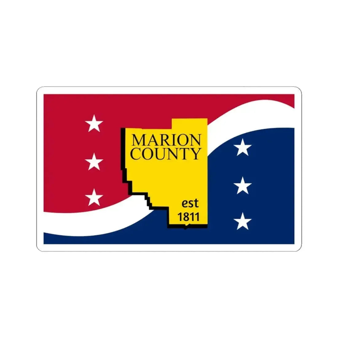 Flag of Marion County Mississippi (United States) STICKER Vinyl Kiss-Cut Decal 4 Inch White - The Sticker Space