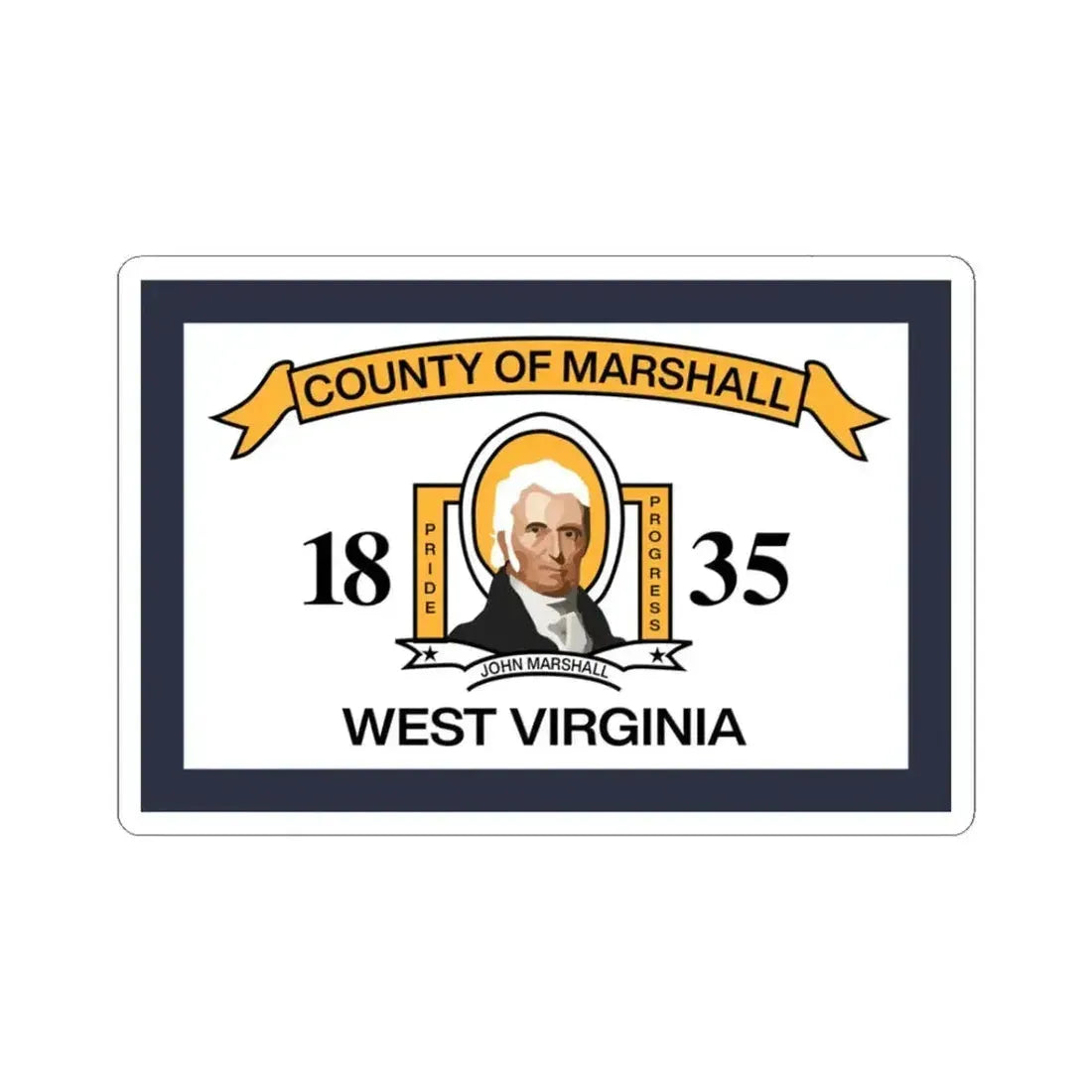 Flag of Marshall County West Virginia (United States) STICKER Vinyl Kiss-Cut Decal 3 Inch White - The Sticker Space