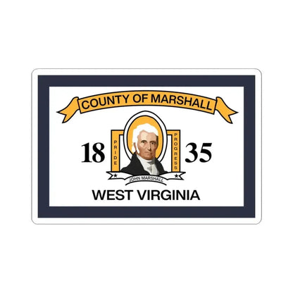 Flag of Marshall County West Virginia (United States) STICKER Vinyl Kiss-Cut Decal 3 Inch White - The Sticker Space