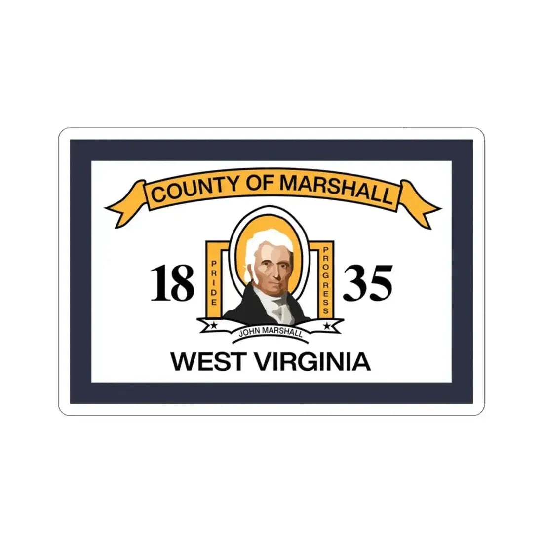 Flag of Marshall County West Virginia (United States) STICKER Vinyl Kiss-Cut Decal 4 Inch White - The Sticker Space