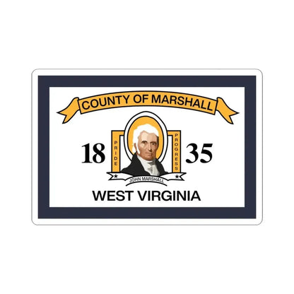 Flag of Marshall County West Virginia (United States) STICKER Vinyl Kiss-Cut Decal 4 Inch White - The Sticker Space