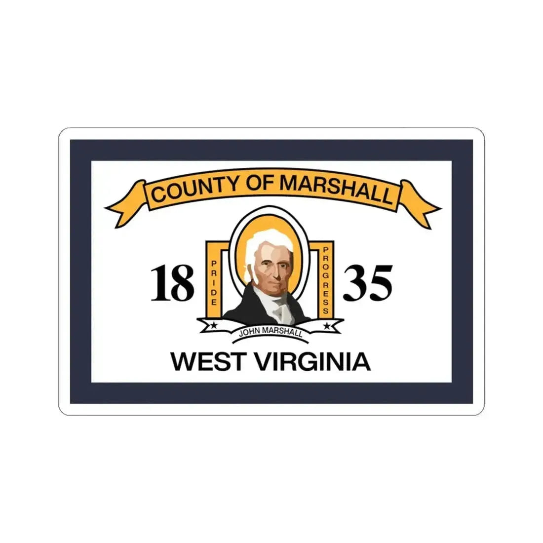 Flag of Marshall County West Virginia (United States) STICKER Vinyl Kiss-Cut Decal 6 Inch White - The Sticker Space