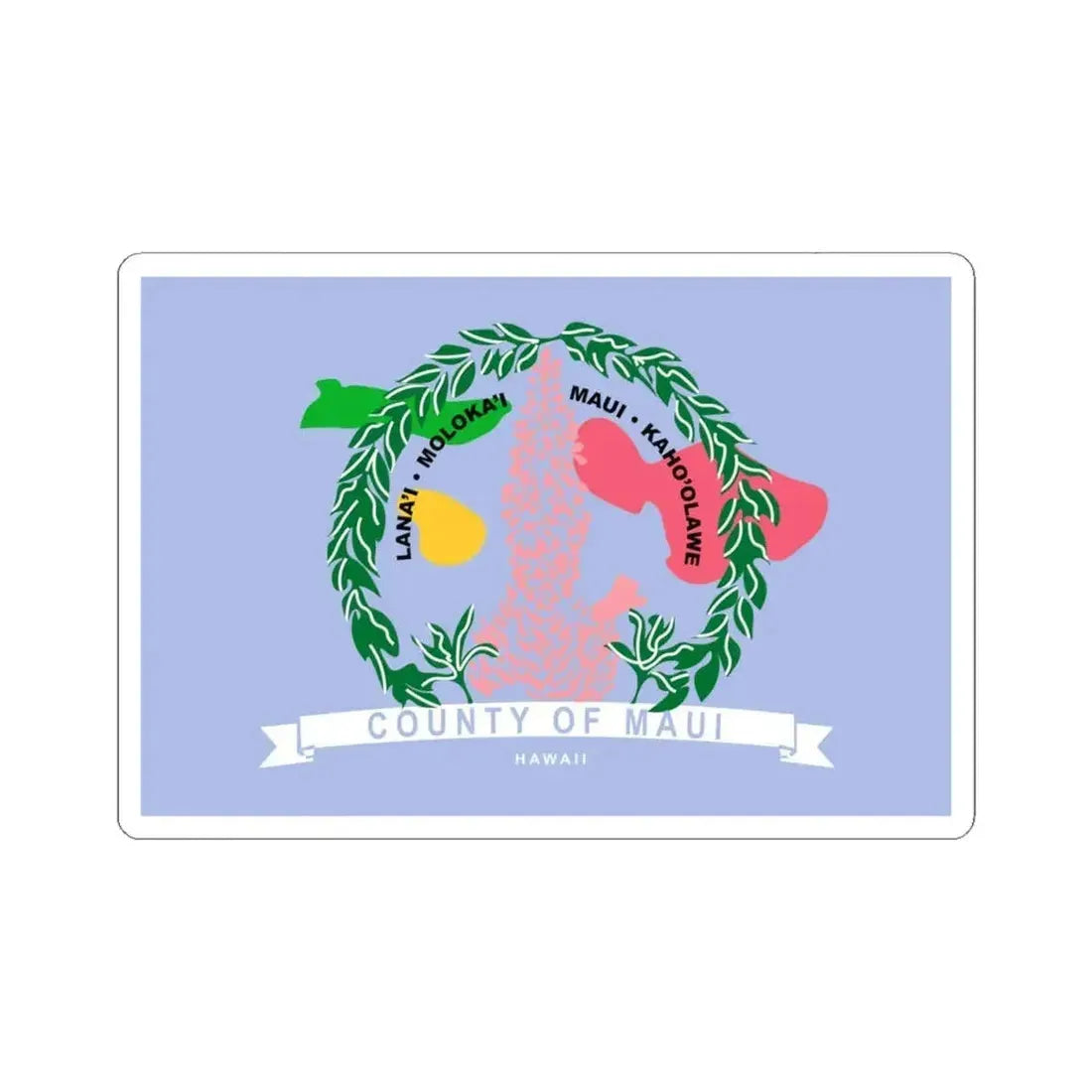 Flag of Maui County Hawaii (United States) STICKER Vinyl Kiss-Cut Decal 4 Inch White - The Sticker Space