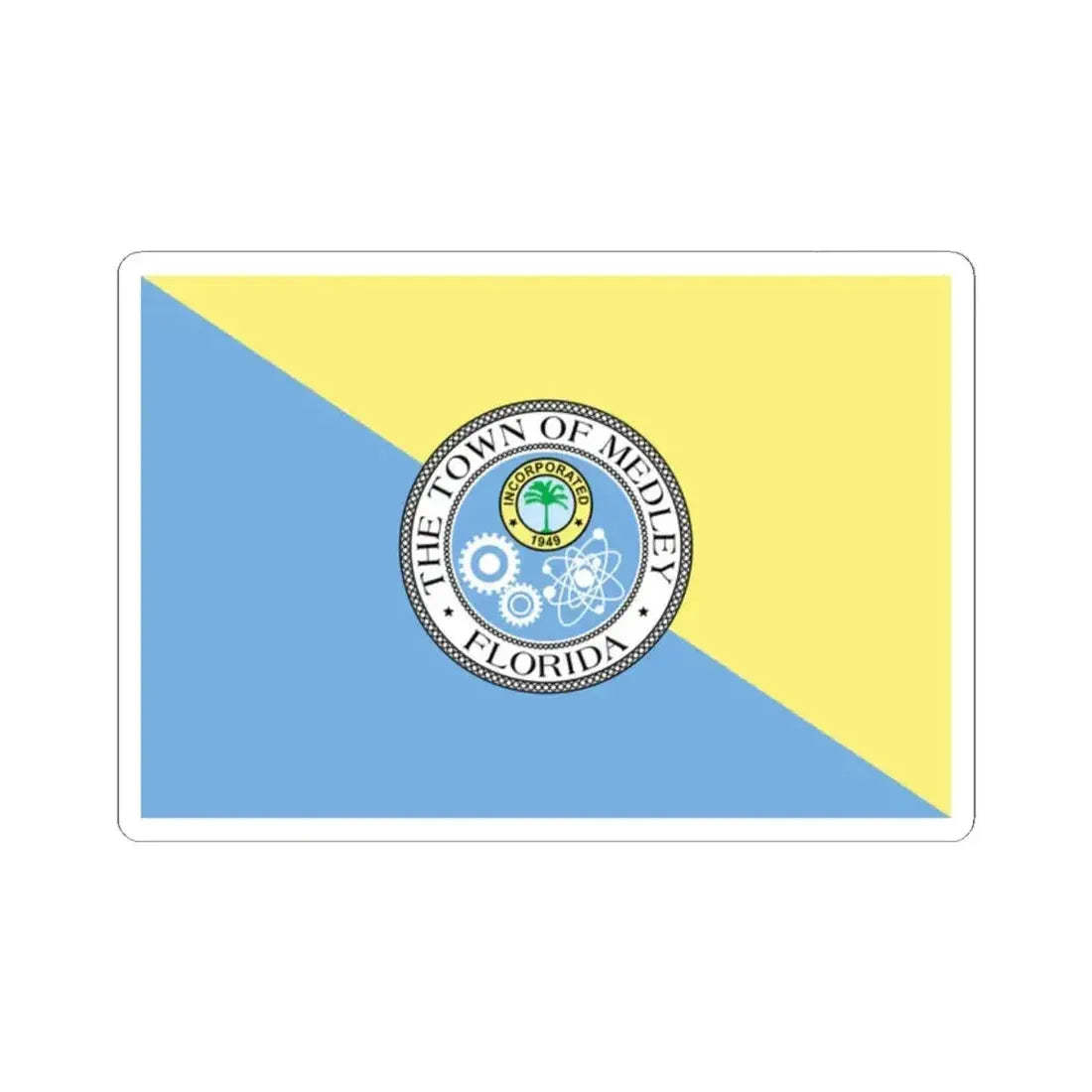 Flag of Medley Florida (United States) STICKER Vinyl Kiss-Cut Decal 2 Inch White - The Sticker Space
