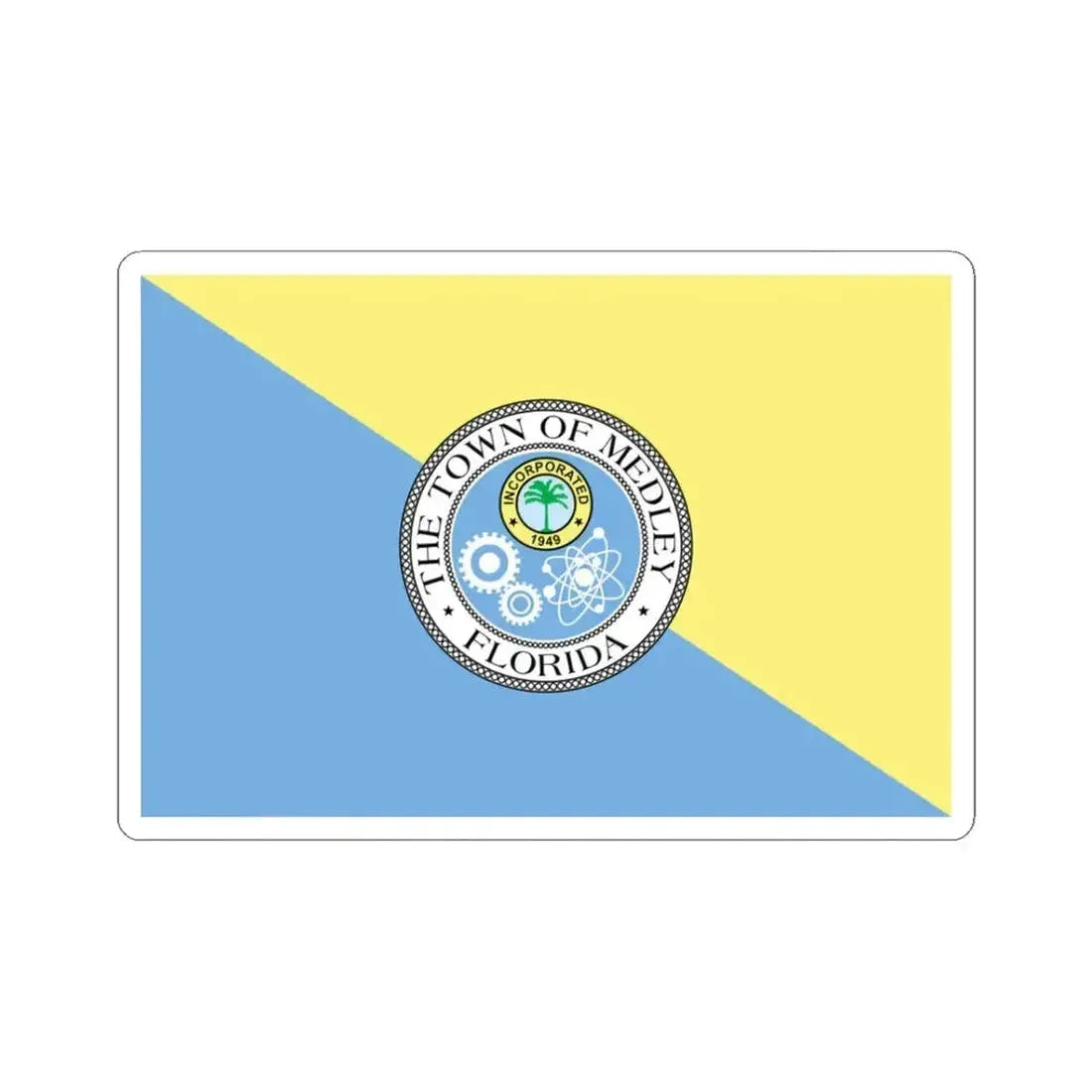Flag of Medley Florida (United States) STICKER Vinyl Kiss-Cut Decal 3 Inch White - The Sticker Space