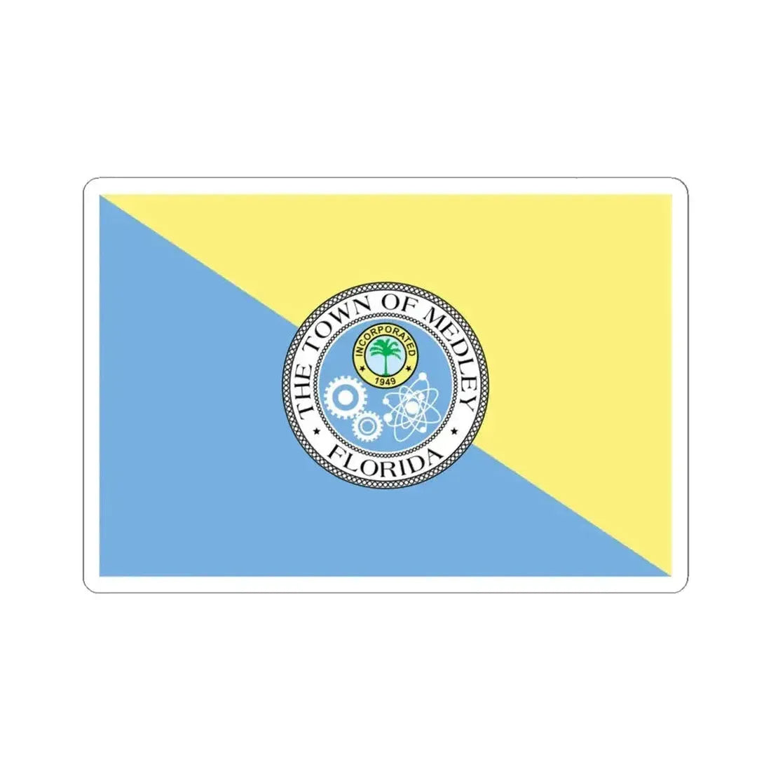 Flag of Medley Florida (United States) STICKER Vinyl Kiss-Cut Decal 4 Inch White - The Sticker Space