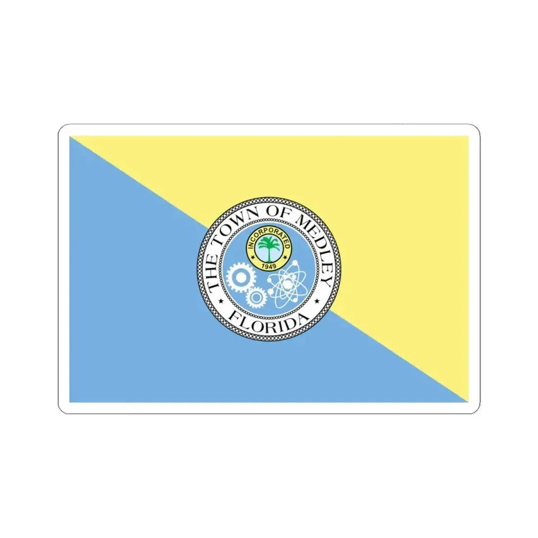 Flag of Medley Florida (United States) STICKER Vinyl Kiss-Cut Decal 6 Inch White - The Sticker Space